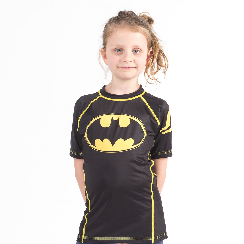 Boys Batman Shirt Jersey Superhero DC Soccer Hockey Black Long Sleeve Size  10/12