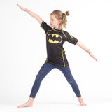 Batman Black Kids Rashguard shortsleeve yoga pose 2