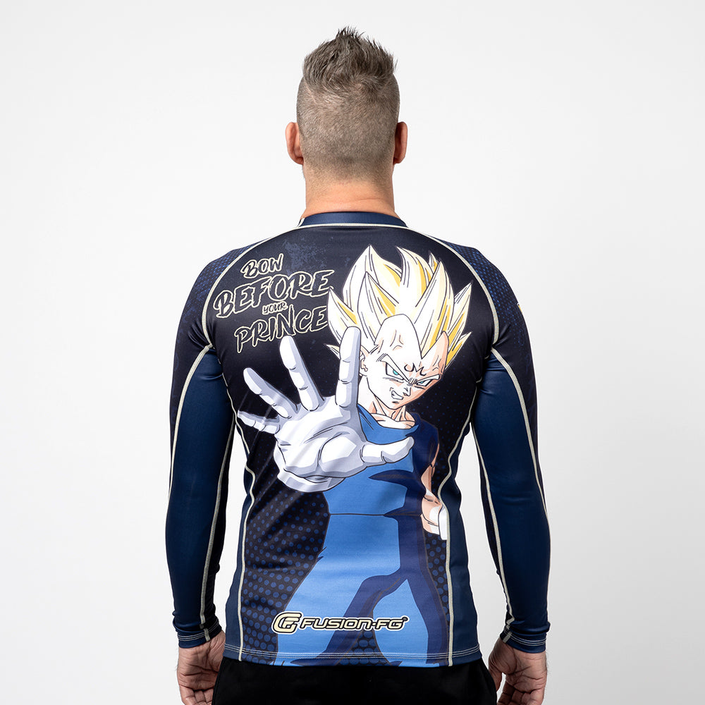 Fusion Fight Gear Dragon Ball Z Maijin Vegeta BJJ Rash Guard Compressi