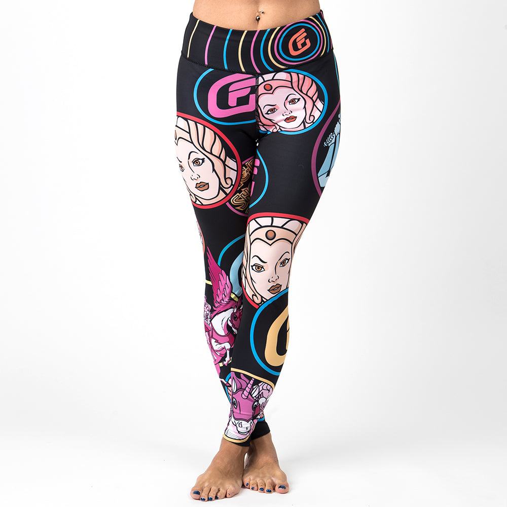 Fusion Fight Gear She-Ra Women's Leggings BJJ Spats Compression- Black