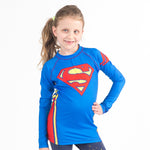 Superman logo kids rashguard longsleeve front 1