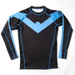 Fusion Fight Gear Nightwing Blue V BJJ Rash Guard compression shirt