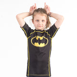 Batman Black Kids Rash guard shortsleeve bat ears
