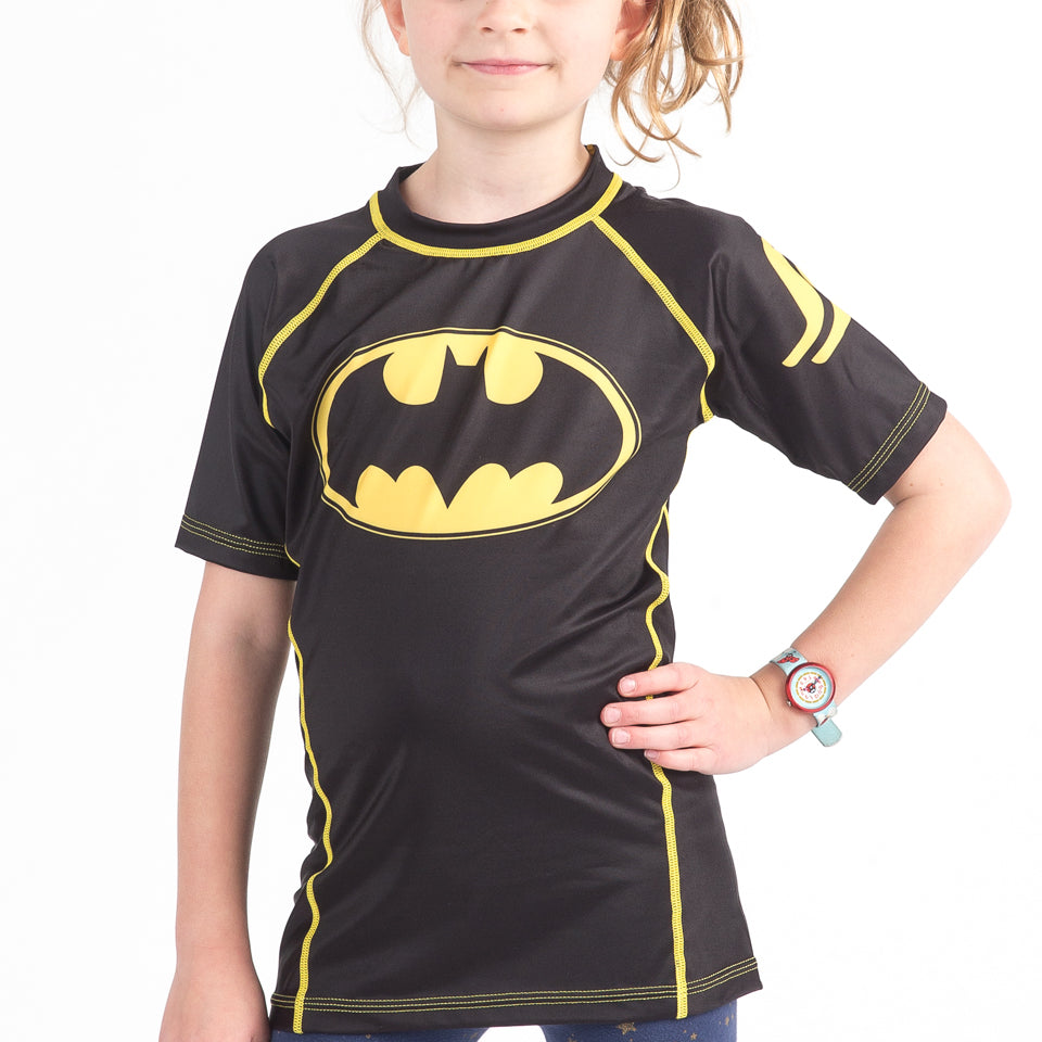 Batman Rash Fusion Batman 1989 Black Logo Kids BJJ Rash Guard- Short Sleeve ...