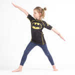 Batman Black Kids Rashguard shortsleeve yoga pose 2
