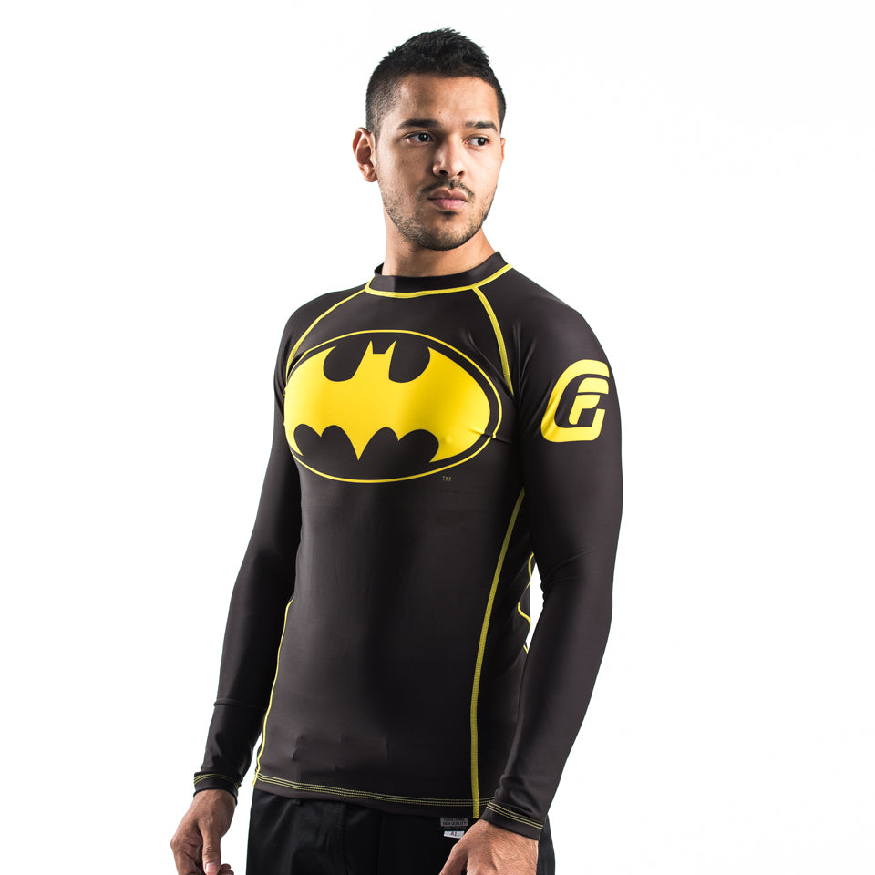 Fusion Fight Gear Batman Breaking The Bat Bane BJJ Rash Guard Compression  Shirt