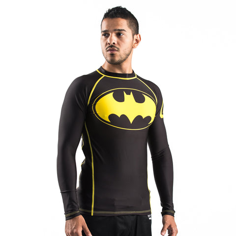 Fusion Fight Gear Batman Inverted Logo Compression BJJ Rash Guard- Black XXL
