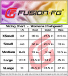 Fusion FG womens rash guard size chart