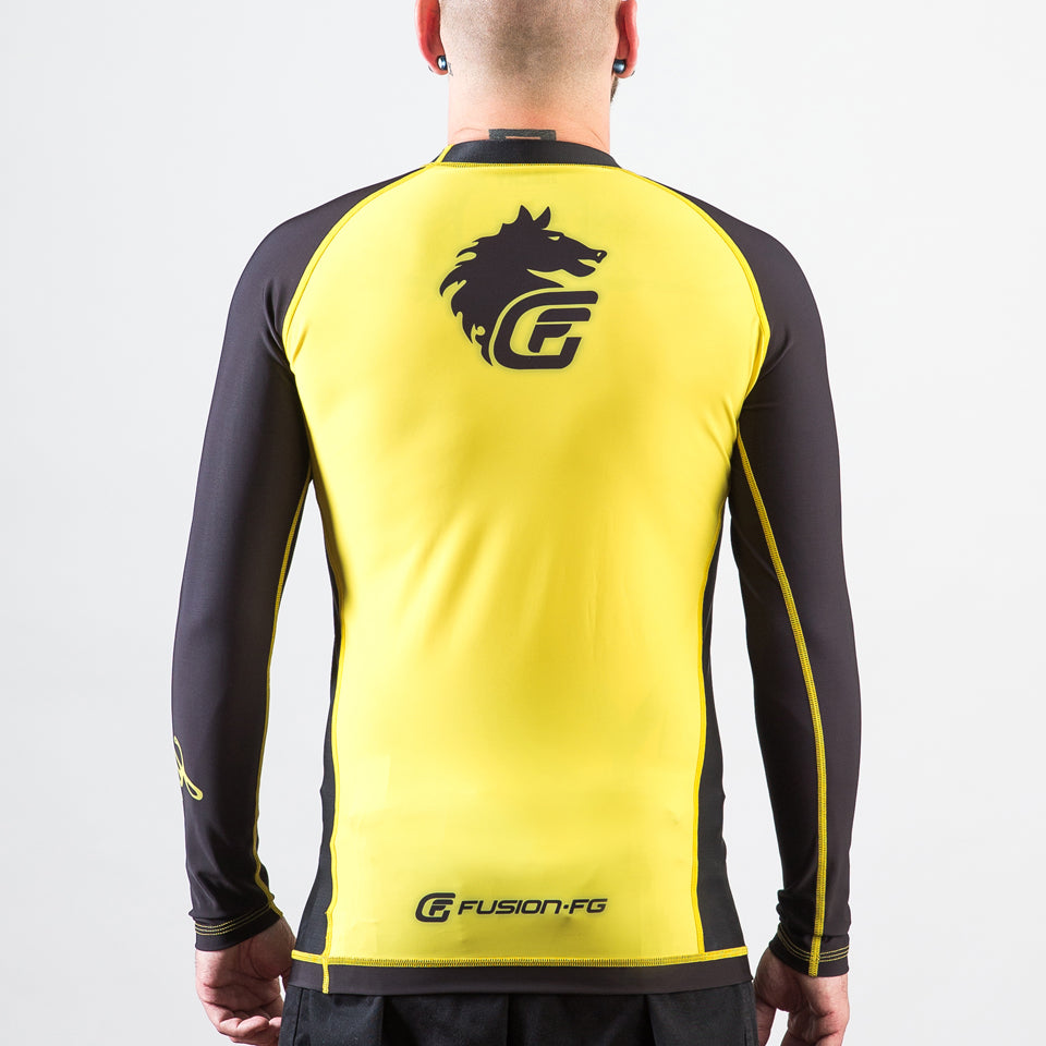 Fusion Fight Gear Rocky Italian Stallion BJJ Rash Guard- Yellow and Bl