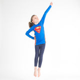 Superman logo kids rash guard longsleeve flying 1