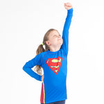 Superman logo kids rash guard longsleeve flying 2