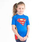 Superman logo kids rash guard short sleeve front 1