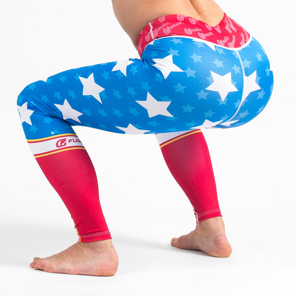 Wonder Woman And Stripes Stars Flag Design Printed Yoga Gym Leggings –  pinkfad